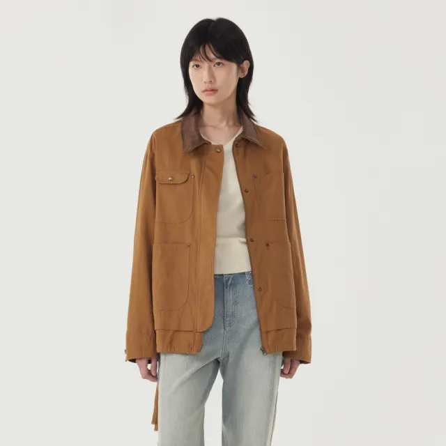 【COVERNAT】女款棉質工裝外套(WMS外套 工裝外套 焦糖/原生白色)