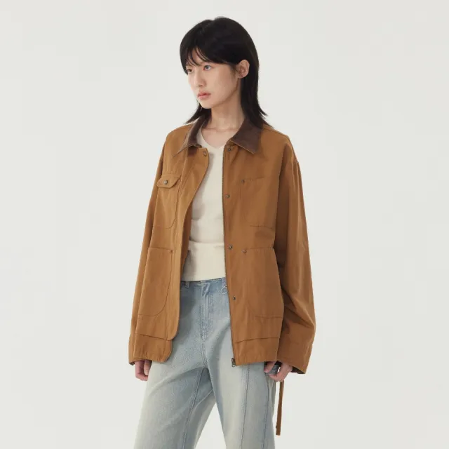 【COVERNAT】女款棉質工裝外套(WMS外套 工裝外套 焦糖/原生白色)