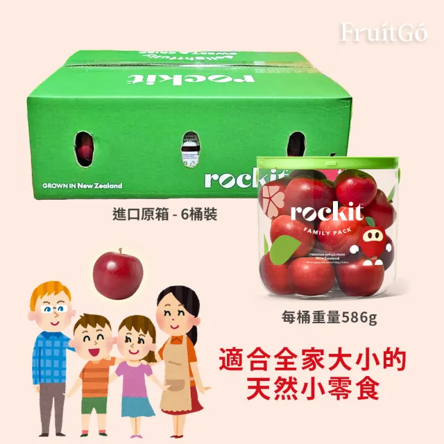 【FruitGo 馥果】紐西蘭 樂淇蘋果小家庭號分享桶/6桶/箱(每桶586g(約7-9粒)_原裝箱直送)(水果禮盒)