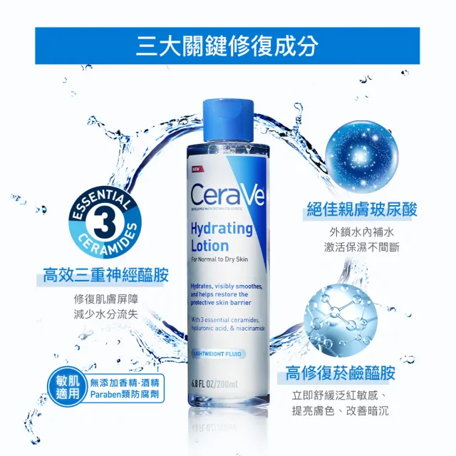 【CeraVe 適樂膚】超值兩入組★全效極潤修護精華水 200ml*2(安敏補水)