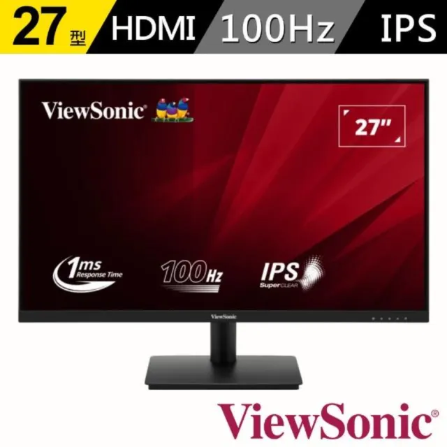 【ViewSonic 優派】無線鍵鼠組★VA270A-H 27型 100Hz FHD廣視角螢幕(IPS/1ms/HDMI/VGA/抗藍光/零閃頻/)