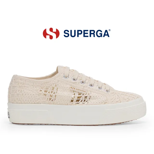 【SUPERGA】厚底鞋 女鞋 休閒鞋 增高3.5CM 2740 CROCHET系列 鉤織 米色 S61448W-A0N