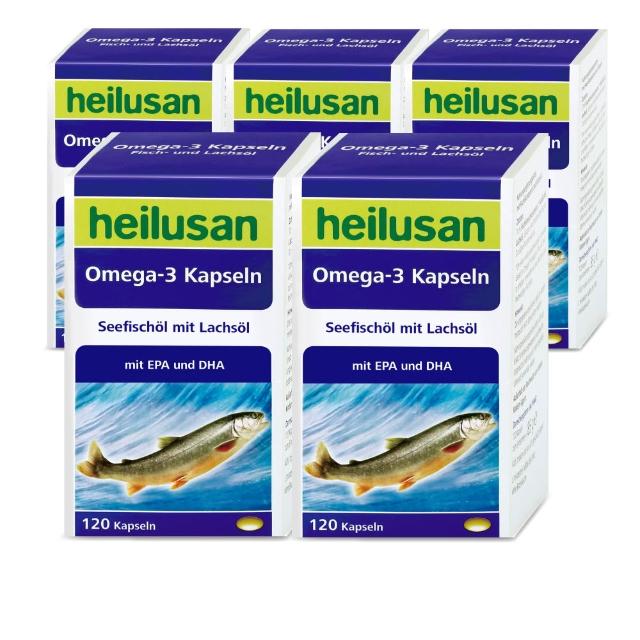 【Heilusan 好立善】純淨深海鮭魚油120粒5盒組(Omega3EPA+DHA小分子蒸餾 無多餘化學加工TG型)