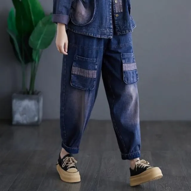【巴黎精品】現貨+預購 高腰牛仔褲長褲大碼寬褲直筒褲裙工裝褲彎刀褲(高腰抽繩寬管褲裙女褲子10款a1jc71)
