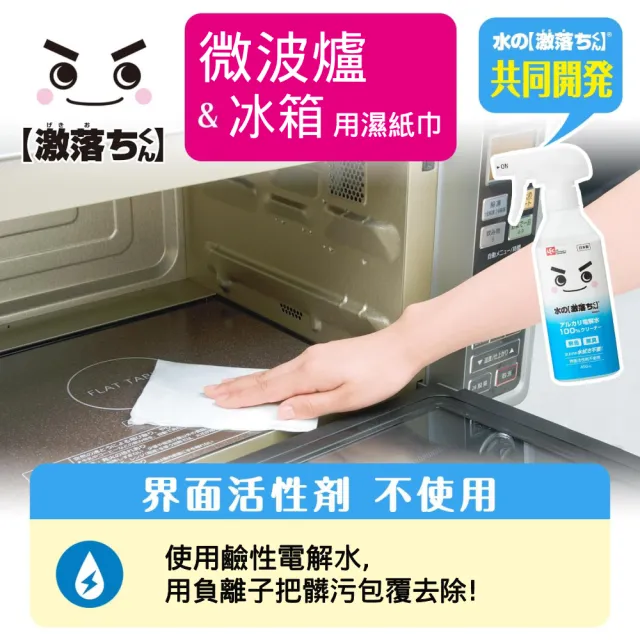 【LEC】激落君電解水微波爐冰箱清潔濕紙巾20抽X4包入