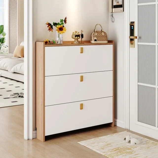 Keno可諾空間 鞋櫃 50*24*107cm無抽 翻斗鞋櫃 奶油風鞋櫃 超薄鞋櫃 現代家用收納鞋架 預購12天