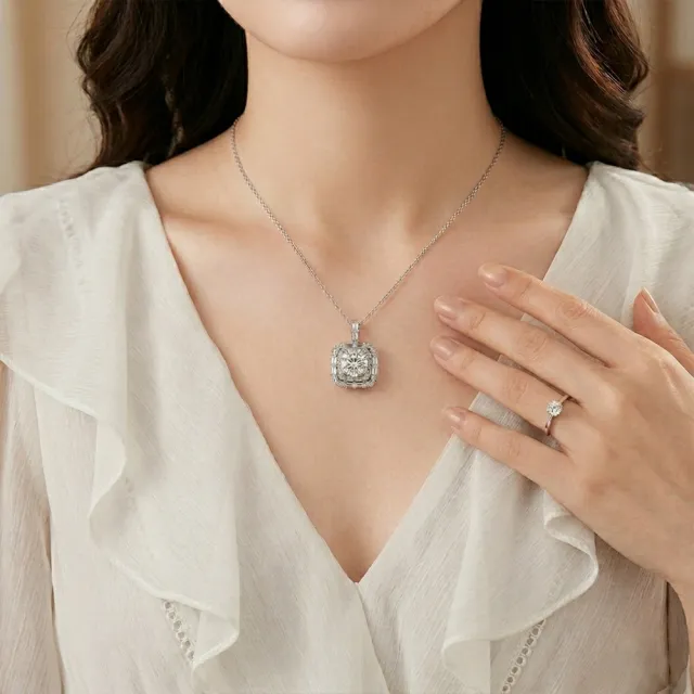 【Luster】38女王!IGI 1克拉 D/VS 奢華 純銀 培育鑽 鑽石項鍊(輕鬆圓夢入手1克拉)