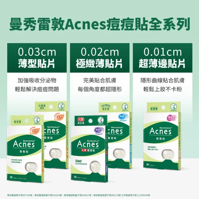 【曼秀雷敦】Acnes痘痘貼 極緻薄 綜合型 3盒組(26入裝/盒)