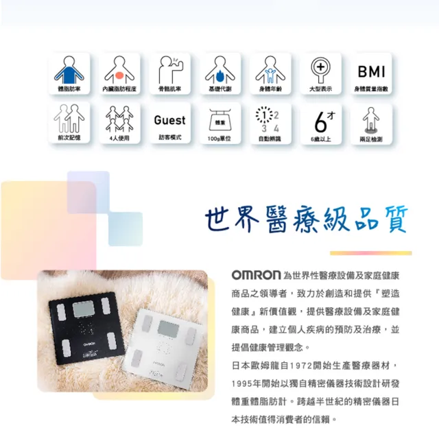 【OMRON 歐姆龍】電子體重計/體脂計  HBF-236 (深藍色)