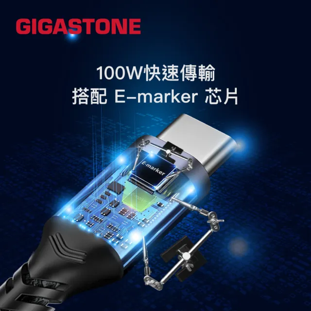 【Gigastone 立達國際】(雙線組)130W GaN氮化鎵四孔充電器 白+TypeC 100W快充線+60W蘋果快充線