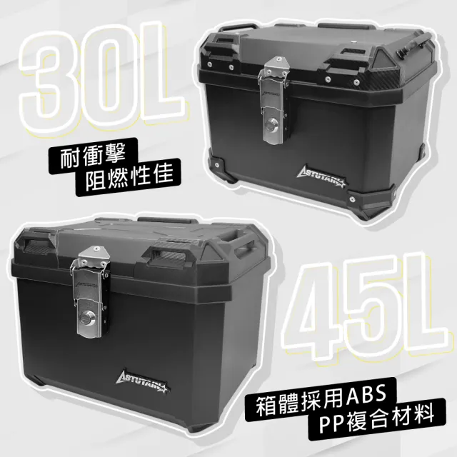 【Astutain】阿斯圖坦 45L 卡夢紋一體護角 塑合金車尾箱 機車後箱 機車置物箱 機車行李箱