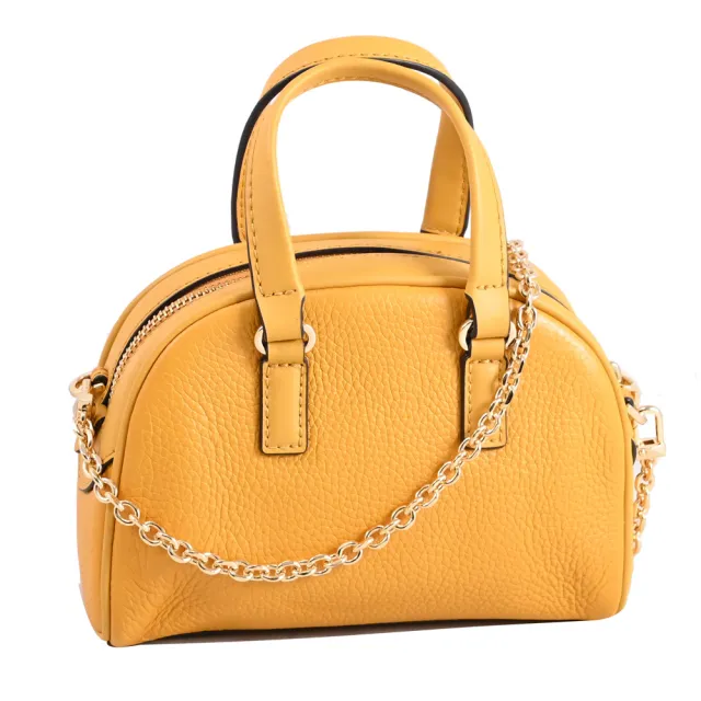 【Michael Kors】經典MK LOGO荔枝皮革小包鍊包手提包兩用包(姜黃)