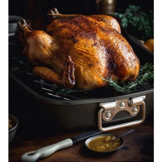 【Chefmade 學廚】宇宙工作室 WK9982黑色17吋烤雞盤 帶V型線架