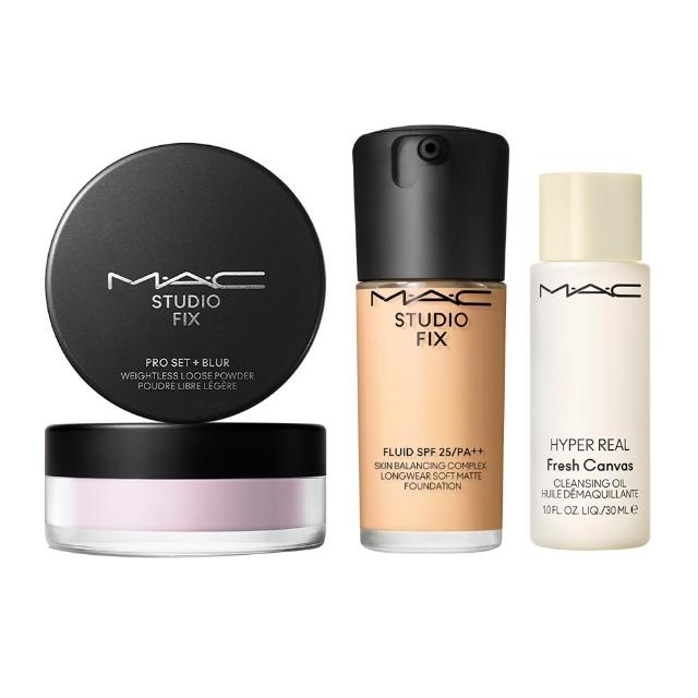 【M.A.C】自帶濾鏡底妝組(超持妝輕透濾鏡蜜粉+超持妝濾鏡粉底液 SPF25/PA++ 30ml #詐片粉底/防曬/雙11限定)