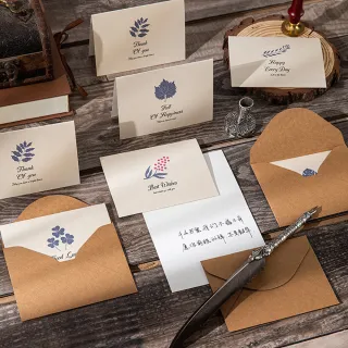Paper Play 萬用卡片 感恩卡/萬用卡片-復古清新蔚藍印花圖樣造型卡片 感恩卡 畢業卡(6款任選)