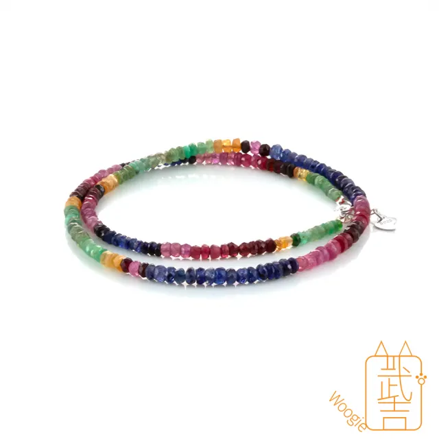 【Woogie武吉珠寶】精品多寶寶石純銀套鍊(彩剛祖母綠3-4mm)