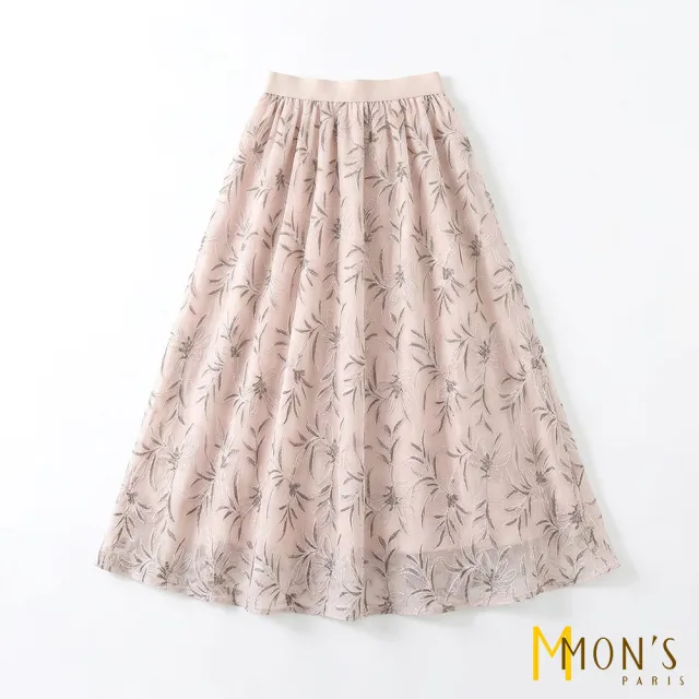 【MON’S】繩骨蕾絲繡花輕盈紗裙(直)