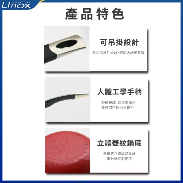 【LINOX】韓國COTE平底鍋28cm｜IH適用｜8層不沾鍋｜多爐具通用