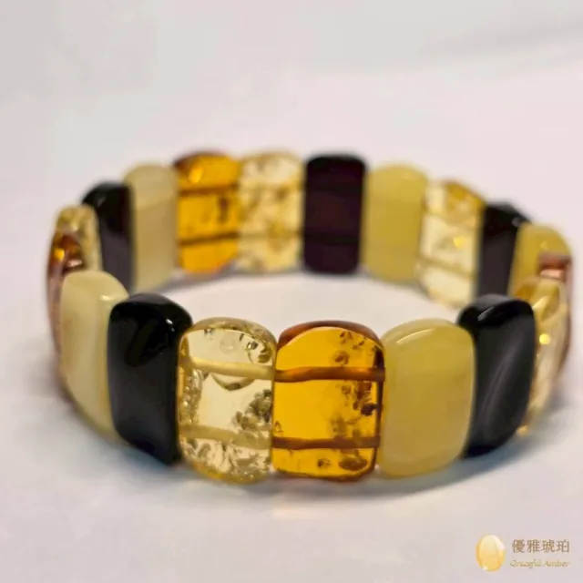 【優雅琥珀】來自波羅地海 蜜蠟與多寶琥珀手排(手工隨型弧切 經典手排 具鑑定證書)