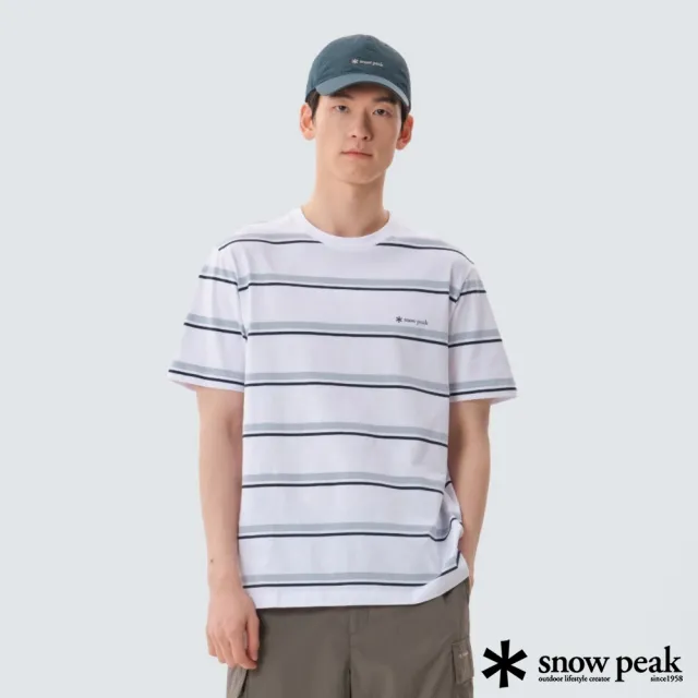 【Snow Peak】男 棉質條紋針織口袋短袖T恤 海軍藍