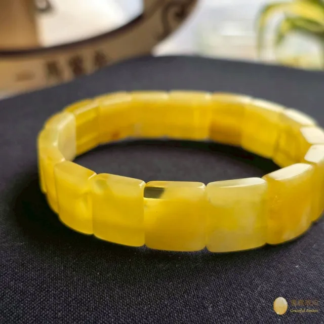 【優雅琥珀】來自波羅地海 方型蜜蠟與金絞蜜手排(含優美流紋 具鑑定證書)