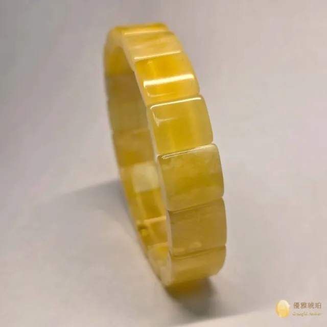 【優雅琥珀】來自波羅地海 方型蜜蠟與金絞蜜手排(含優美流紋 具鑑定證書)