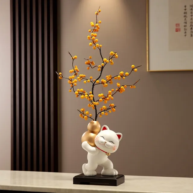 迦恩-擺件 招財貓葫蘆花瓶擺件 入戶玄關客廳插花裝飾 辦公室桌面擺件 送禮禮品
