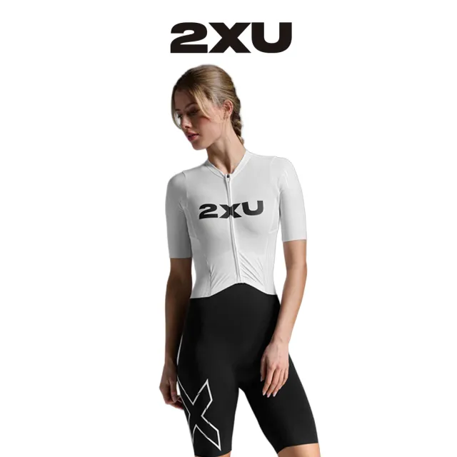 【2XU】Trisuit 女士 輕盈奔馳進階選手實戰有袖連體三鐵衣 白/黑(WT7401d-BLKWHT)