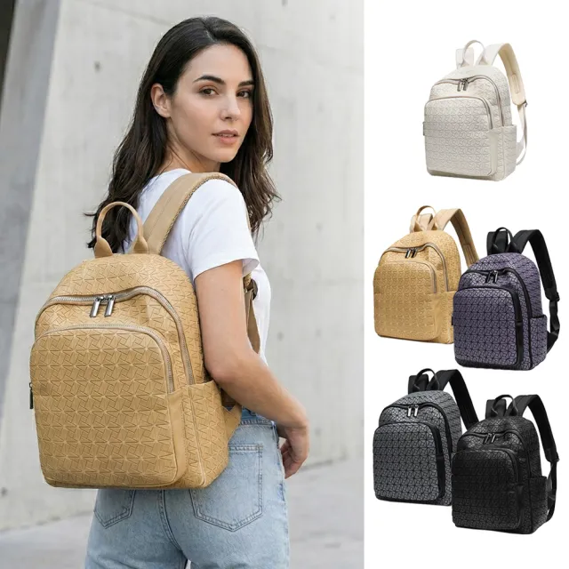 【BAGGLY&CO】雙11 嘉德PVC小菱格防潑水大容量休閒包造型包時尚包後背包(白色/紫色/卡其/灰色/黑
