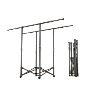 84-144CM家用雙桿可伸縮掛衣架 折疊晾衣架 小戶型家用 臥室陽臺落地式 免打孔曬衣架 掛衣架