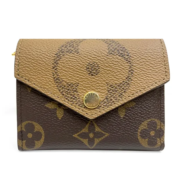 【Louis Vuitton 路易威登】M80725 經典ZOE系列Monogram Reverse雙色帆布迷你三折錢包短夾(棕色)