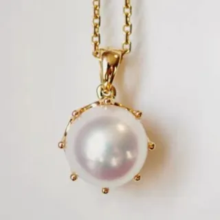 月輝珠寶 18K金 9-9.2mm 日本高品質 Akoya 海水珍珠 項鍊 公主冠系列 精緻鏤空設計 日常百搭