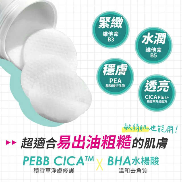 【PHYSIOGEL 潔美淨】積雪草水楊酸毛孔緊緻淨膚棉70片