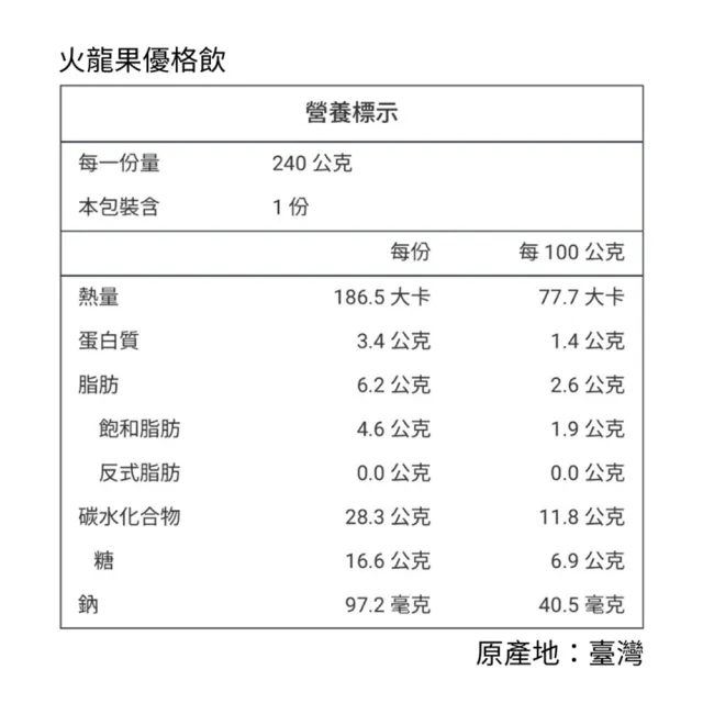 【YOGU】火龍果優格飲/添加寡糖240ML*8入組(添加寡糖/鮮奶優格飲/手工熬煮)