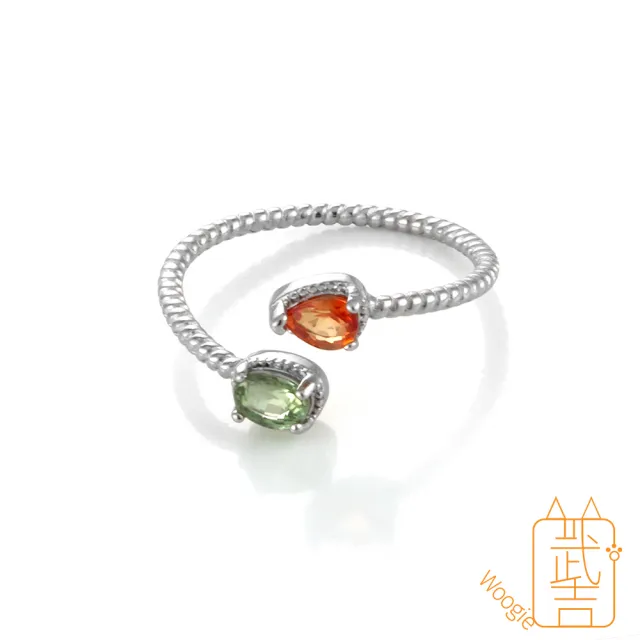【Woogie武吉珠寶】精品彩色剛玉設計純銀戒指(金橘綠橘可選5x4mm)