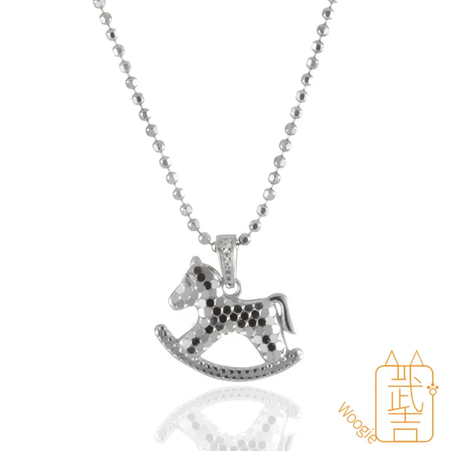 【Woogie武吉珠寶】設計師精品鏡面馬賽克小馬純銀套鍊(小馬15x15mm)