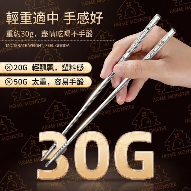 ﹝用餐升級﹞316不鏽鋼筷子組(十雙) 316筷子 304不鏽鋼筷子 不銹鋼筷 餐具 筷 方形筷 圓筷