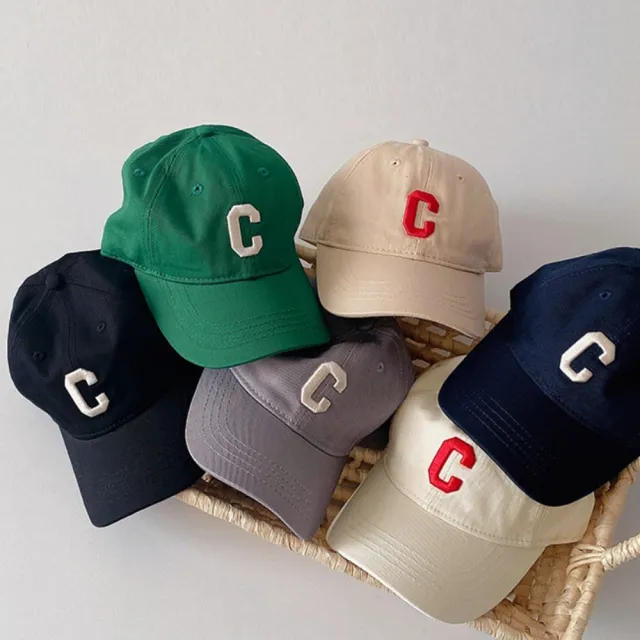 【橘魔法】C字刺繡棒球帽 兒童 大童 男童 女童 童裝 帽子 遮陽帽 防曬 運動 登山 夏天