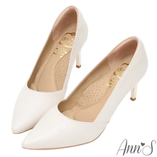 【Ann&rsquo;S】Ann&rsquo;S嚮往的女人味-性感弧線柔軟小羊皮電鍍細跟尖頭高跟鞋7.5cm-白