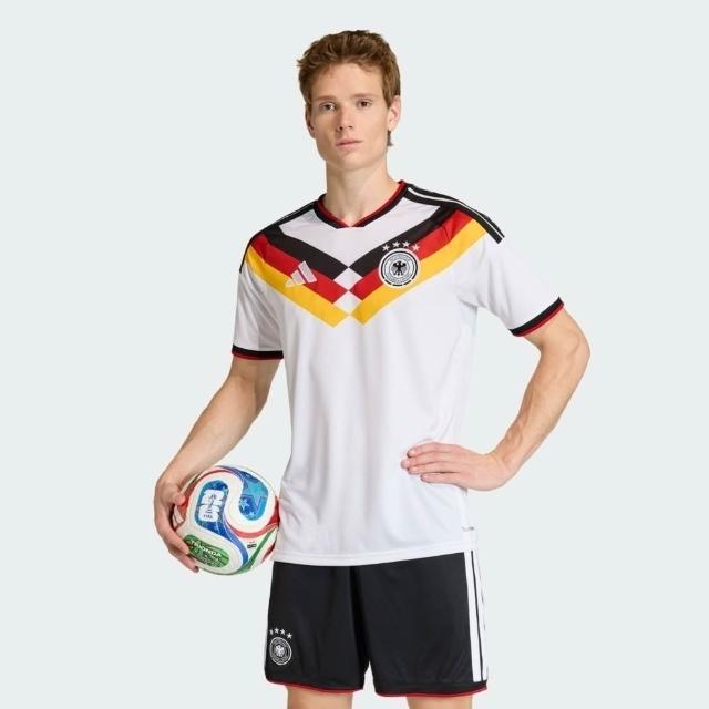 【adidas 愛迪達】Dfb H Jsy 男 足球衣 世界盃 德國 主場復刻球衣 白 紅黑(KD8363)