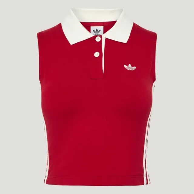 【adidas 愛迪達】Polo Tank 女 POLO背心 運動背心 紅 亞版 領口設計(KY5695)