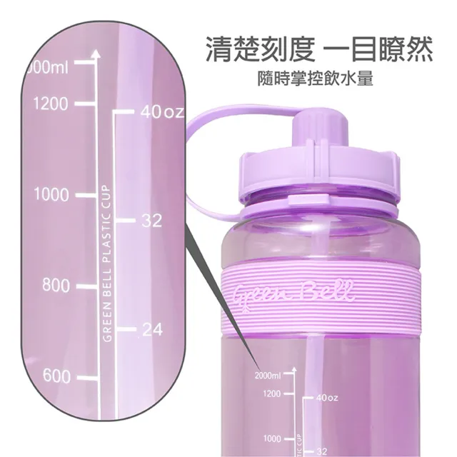 【GREEN BELL 綠貝】糖果色彈跳吸管水壺-附背帶1000ml3入組(大容量 運動 寬口 耐熱 露營 健身 止滑 SGS)