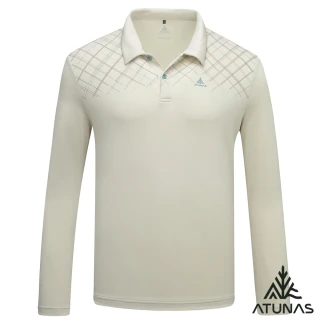 【ATUNAS 歐都納】男款循環抑菌抗臭吸濕排汗長袖POLO衫(A1PSHH01MC米卡/再生環保材/透氣/抗UV防曬/休閒)