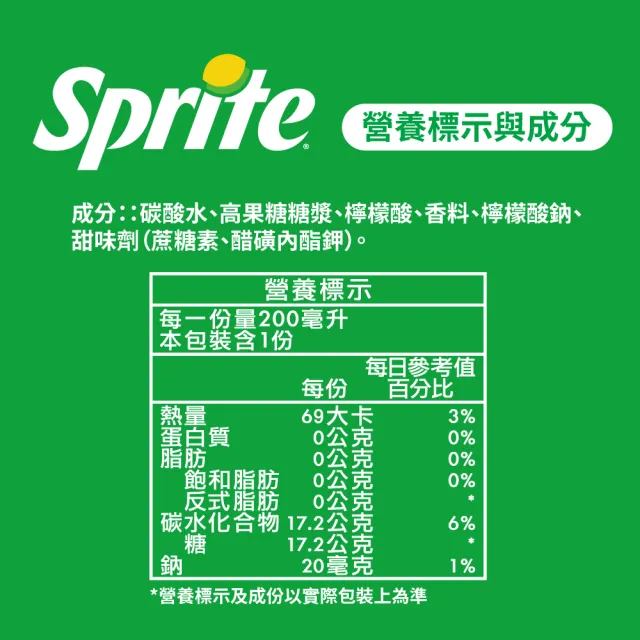 【Sprite 雪碧】迷你罐200ml x24入/箱