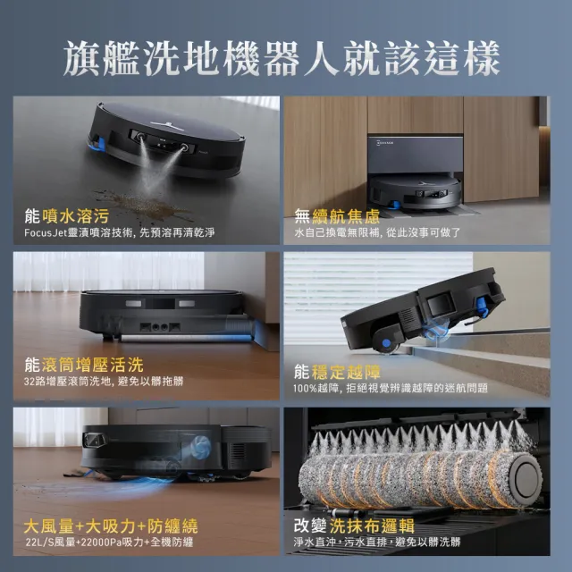 【ECOVACS 科沃斯】DEEBOT X12 PRO 上下水版 噴溶增壓滾筒洗地機器人(高壓噴射清潔液水/氮化鎵超充)