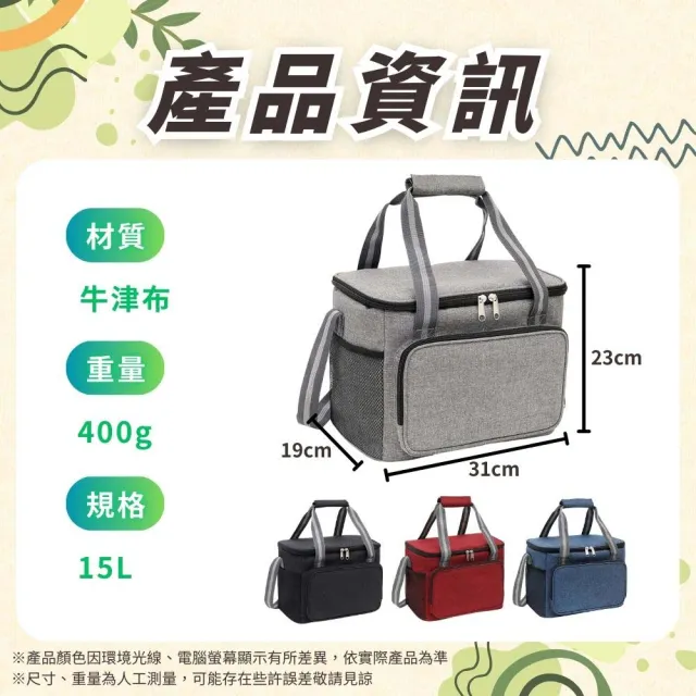 【享屋】三層加厚保冷袋-15L(保溫袋 防水野餐包 保鮮袋 保溫箱 野餐包 便當包 露營包 鋁箔保冰)