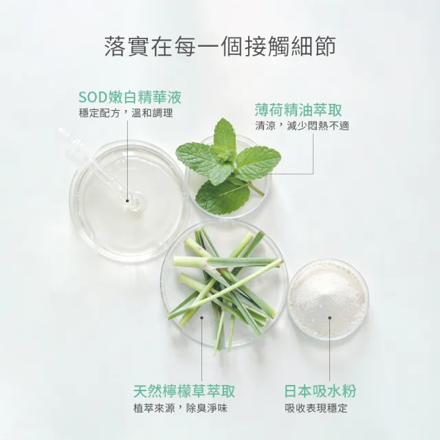【唯白V.D】淨嫩透白SOD草本抑菌衛生棉16包組(MIT台灣製/清新檸檬草/草本涼感/54倍瞬吸)