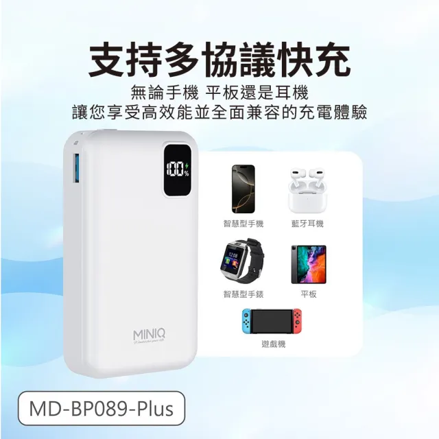 【mini Q】MD-BP089-Plus  22.5W半固態數顯行動電源