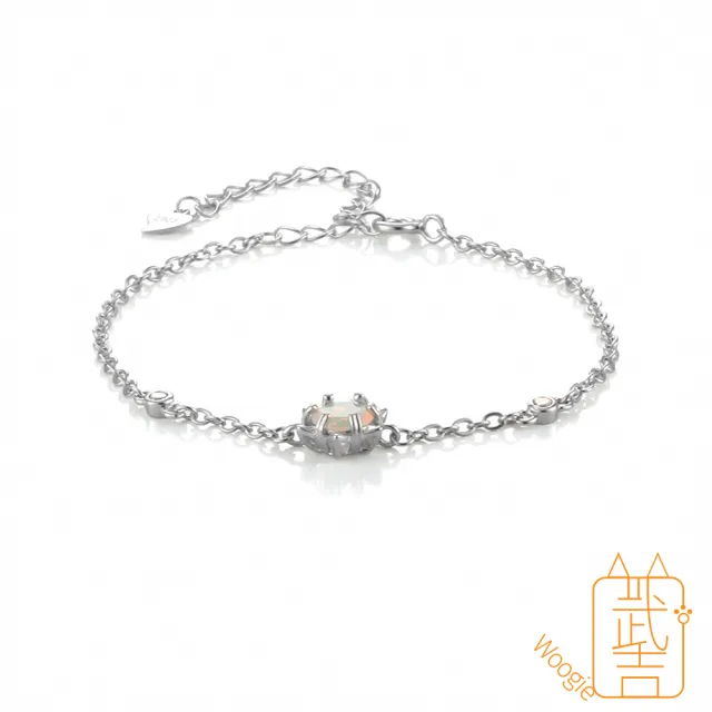 【Woogie武吉珠寶】精品夢幻蛋白石水鑽純銀手鍊(遊彩鑽切8x8mm)
