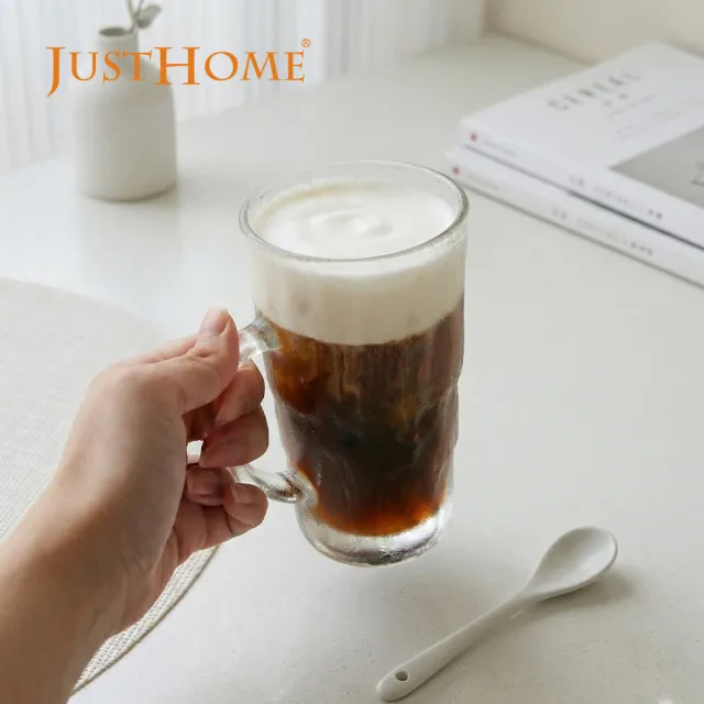 【Just Home】冷霧石紋玻璃直身馬克杯300ml(杯 馬克杯 冷水杯 冷飲杯)